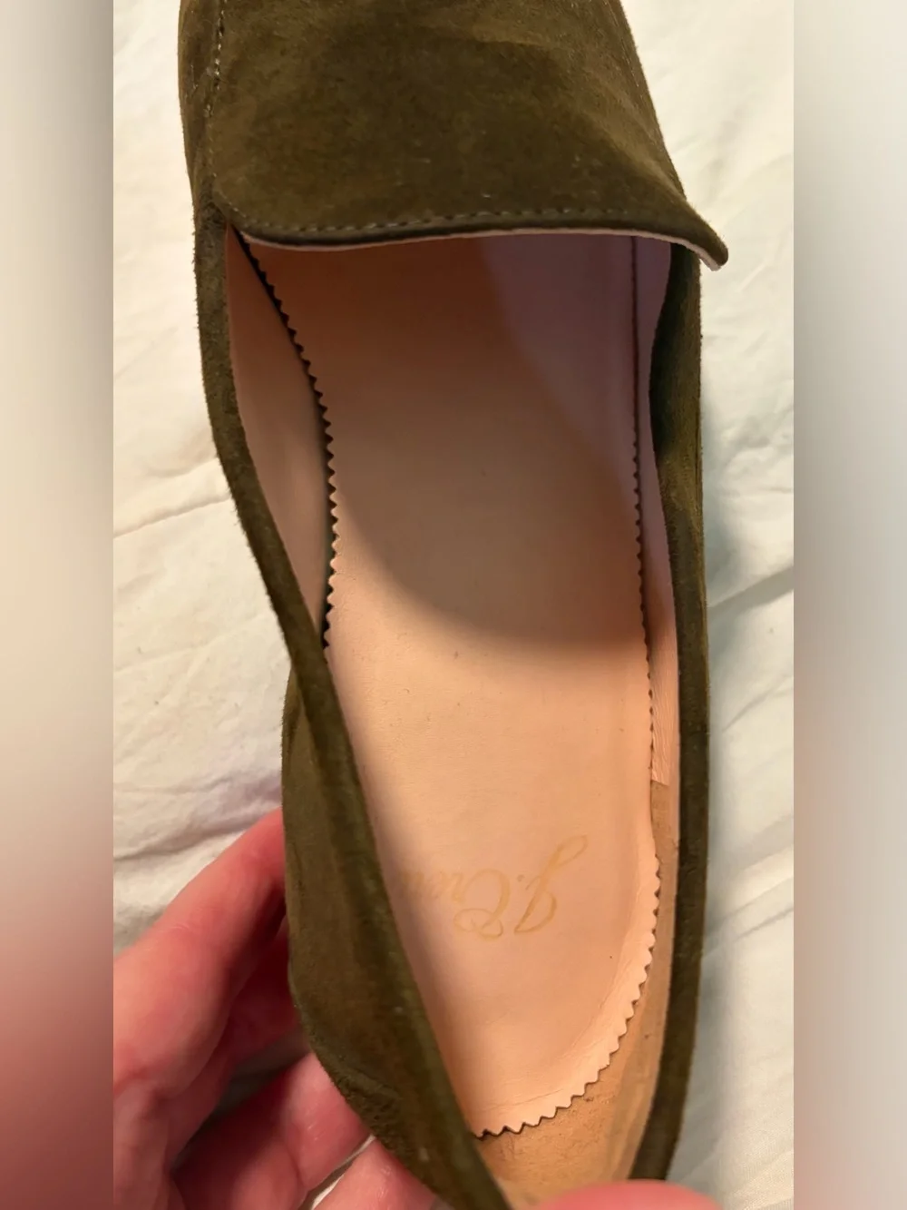 J. Crew Olive Green Suede Smoking Slipper Loafers Women’s Size 8